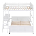 Full Over Full Bunk Bed With Desk, White White Solid Wood Mdf