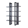 4 Tier Display Organizing Cabinet, Tall Bookcase With Open Shelving Distressed Grey & Black Grey Particle Board