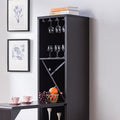 Bar Cabinet, Extended Table Kitchen Cabinet With Wine Bottle Compartment & Open Shelving, Red Cocoa Espresso Particle Board