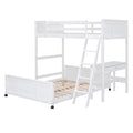 Twin Over Full Bunk Bed With Desk, White White Solid Wood Mdf