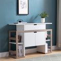 Modernize Kitchen Buffet Organizing Cabinet With 4 Shelves, White & Dark Taupe White Particle Board