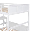 Full Over Full Bunk Bed With Desk, White White Solid Wood Mdf