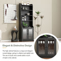 Elegant Tall Cabinet With Acrylic Board Door, Versatile Sideboard With Graceful Curves, Contemporary Bookshelf With Adjustable Shelves For Living Room, Black Freestanding 5 Or More Shelves Black Primary Living Space Open Storage Space Particle Board