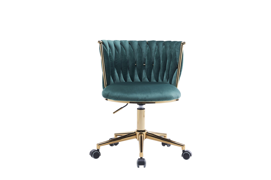 Office Desk Chair, Upholstered Home Office Desk Chairs With Adjustable Swivel Wheels, Ergonomic Office Chair For Living Room, Bedroom, Office, Vanity Study Emerald Emerald Office Modern Foam Velvet