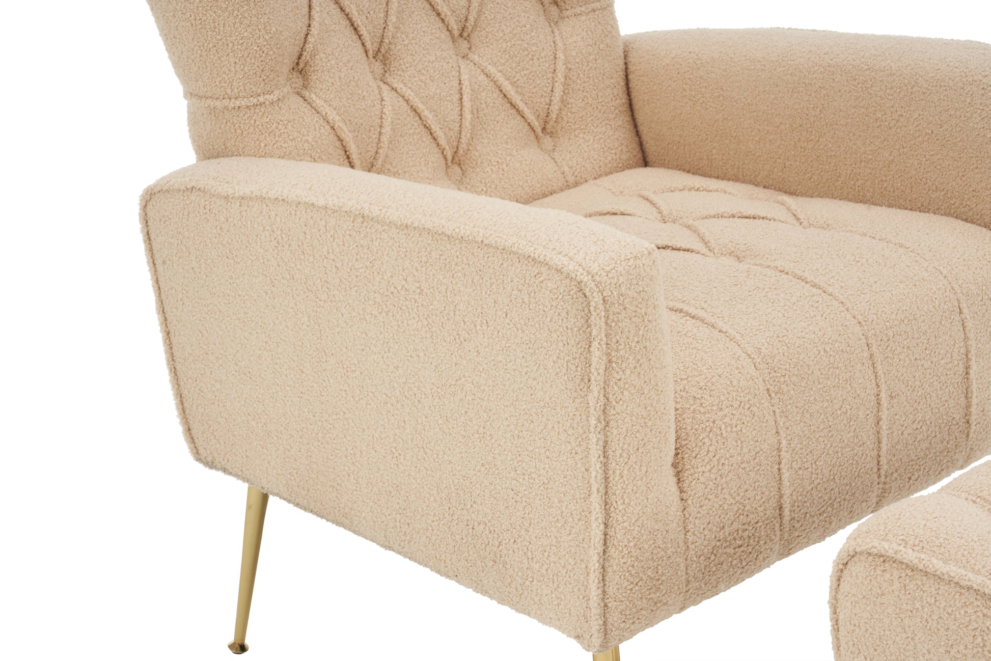 Modern Accent Chair With Ottoman, Comfy Armchair For Living Room, Bedroom, Apartment, Office Nude Cream Primary Living Space Classic Polyester