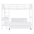 Twin Over Full Bunk Bed With Desk, White White Solid Wood Mdf