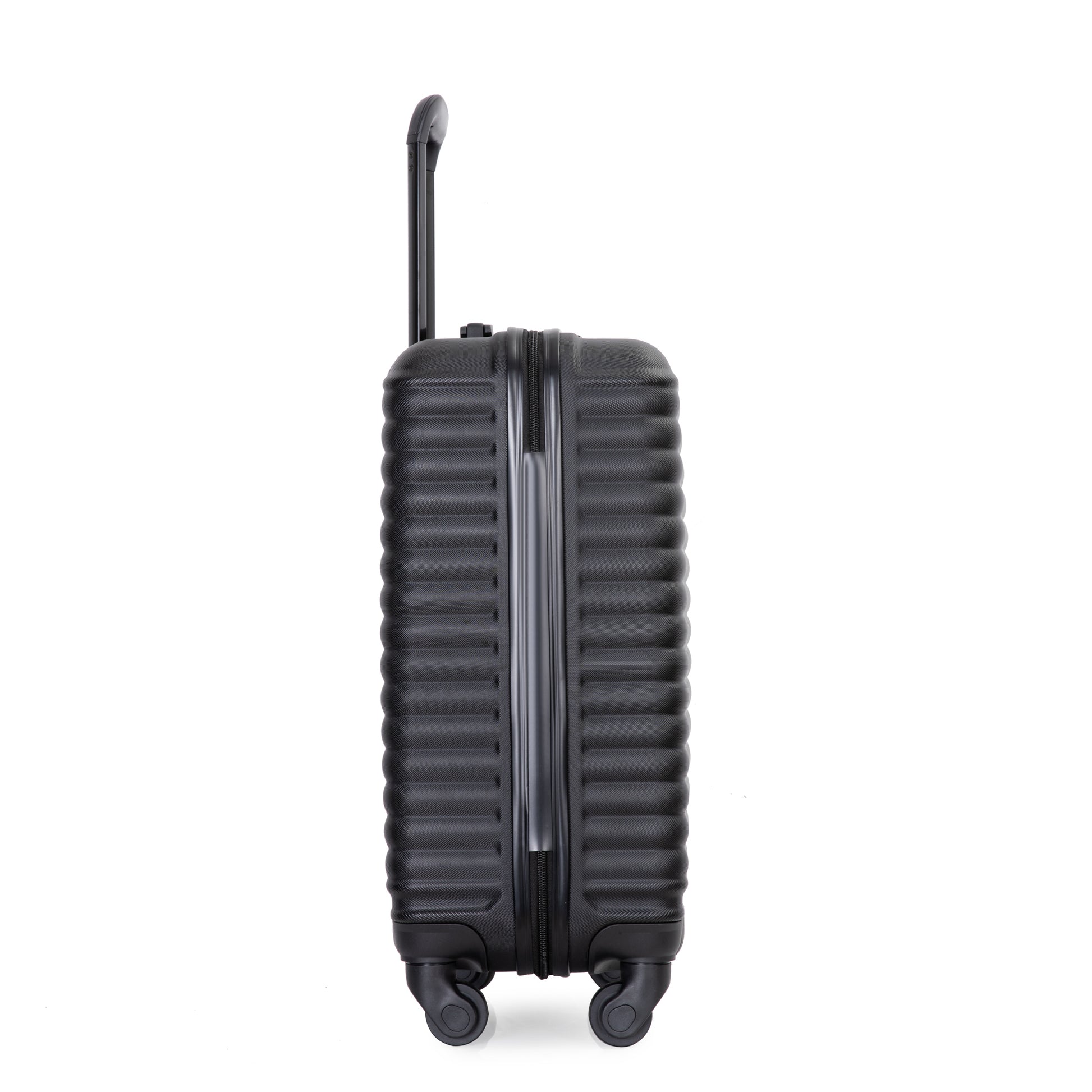 20" Carry On Luggage Lightweight Suitcase, Spinner Wheels, Black Black Abs