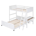 Twin Over Full Bunk Bed With Desk, White White Solid Wood Mdf