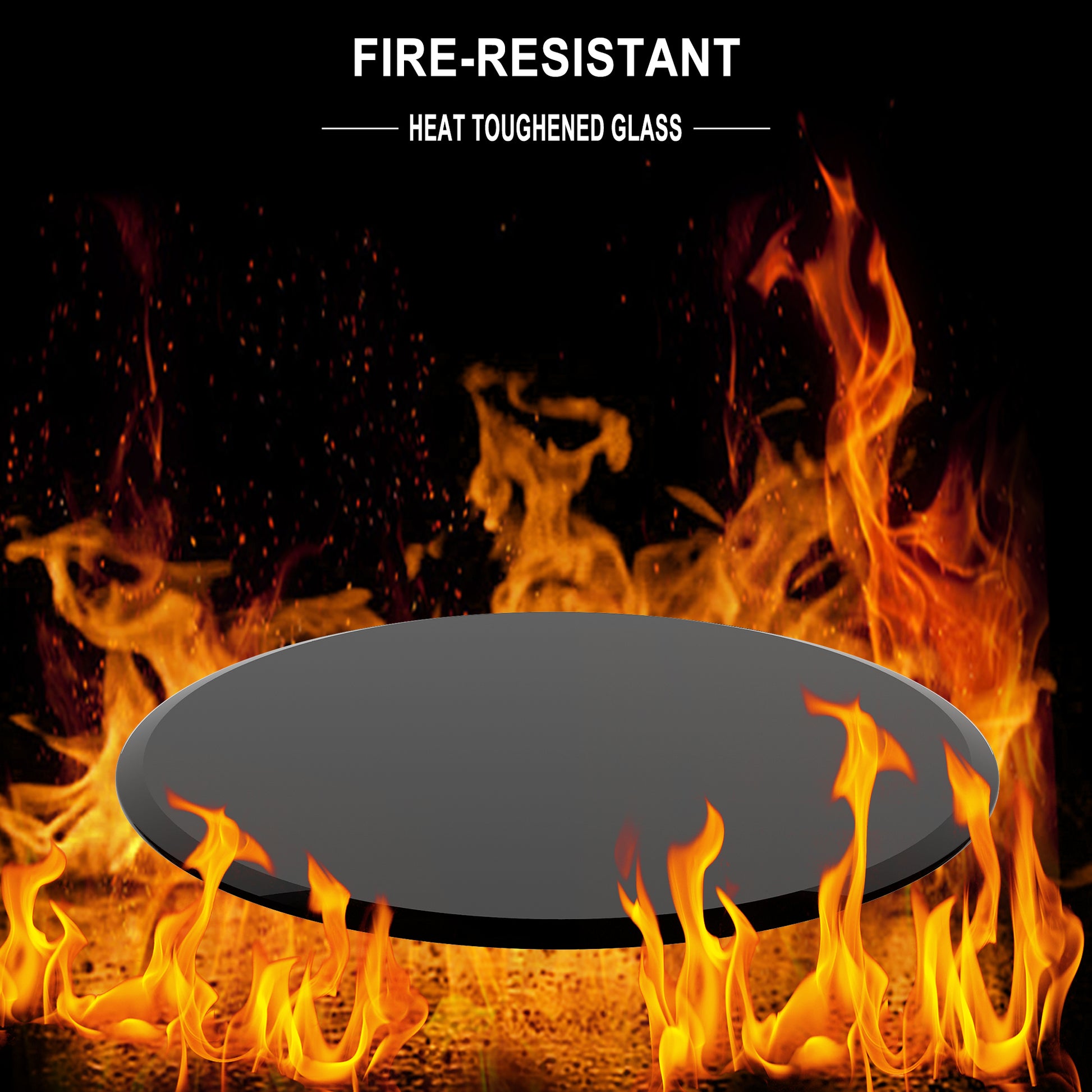 24" Inch Round Tempered Glass Table Top Black Glass 2 5 Inch Thick Beveled Polished Edge Black Tempered Glass