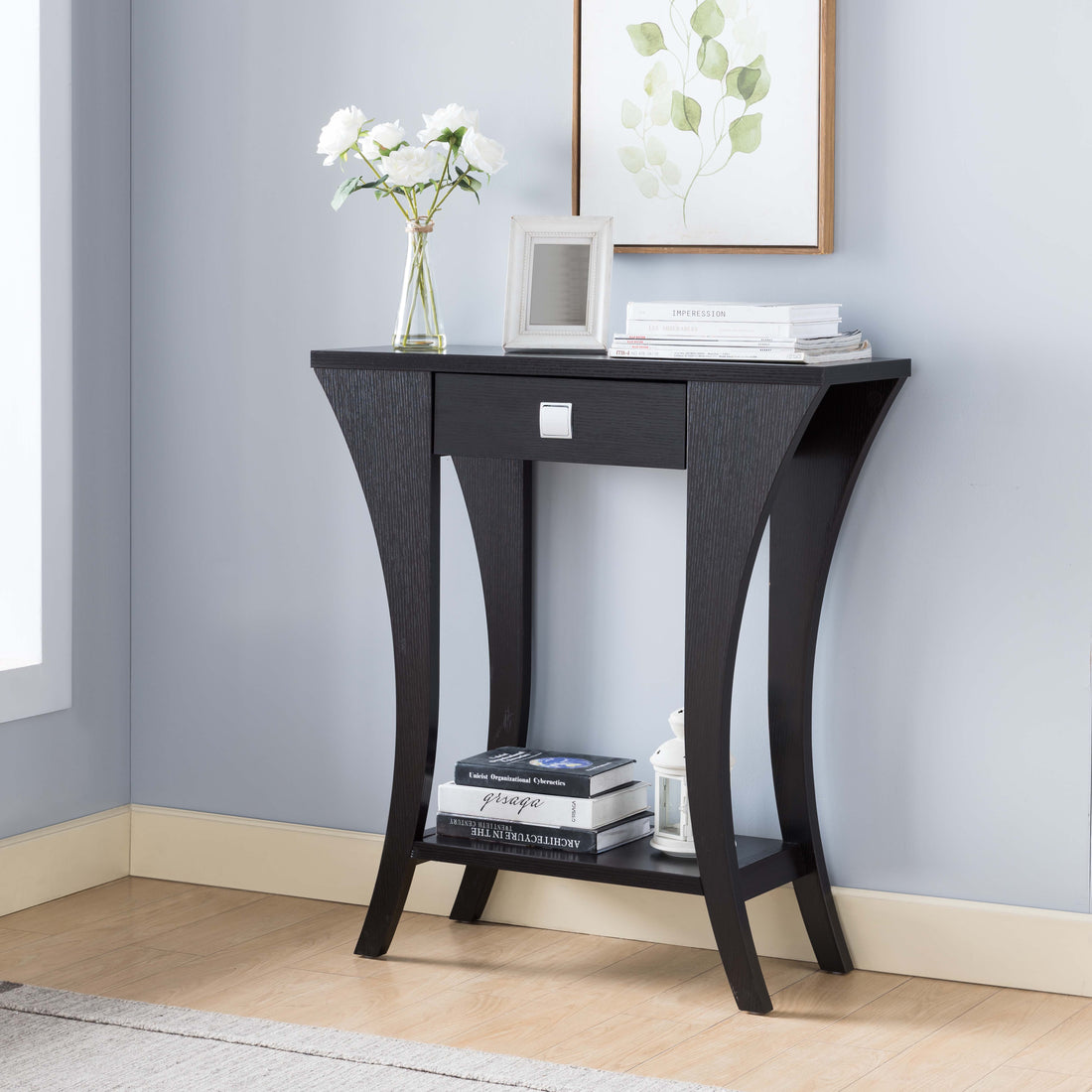 Accent Console, Hallway Table With Small Drawer In Red Cocoa Espresso Particle Board