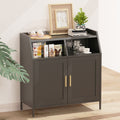 Metal Buffet Sideboard Cabinet With Storage,Storage Cabinet Modern Sideboard Buffet Table With Doors For Living Room Kitchen Dining Room,Black Black Steel
