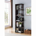 Display Storage Cabinet, Open Back Cabinet With 5 Shelves Red Cocoa Espresso Particle Board