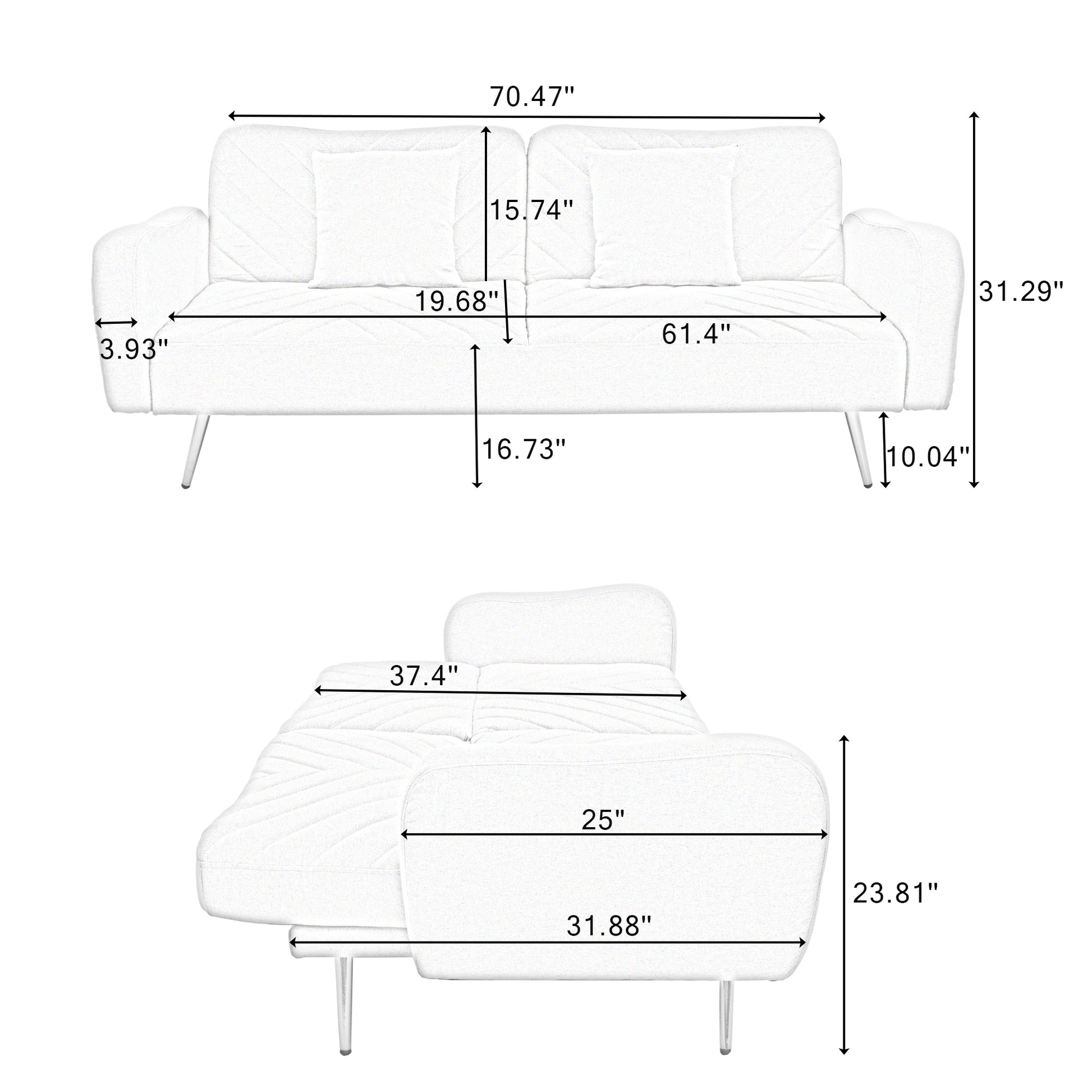 70.47" Pink Fabric Double Sofa With Split Backrest And Two Throw Pillows,Suitable For Living Room, Apartment, Home Office Pink Wood Primary Living Space Eucalyptus Square Arms Foam Fabric 2 Seat