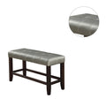 Dining Room Furniture 6Pc Counter Height Dining Set Dining Table W Storage 4X High Chairs 1X Bench Silver Faux Leather Tufted Seats Faux Marble Table Top Silver Seats 6 Espresso Dining Room 60 Inches Bench Seating Classic,Contemporary,Transitional Birch