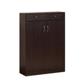 Shoe Storage Cabinet, Home Shoe Organizer With Five Shelves And Two Drawers In Red Cocoa Espresso Particle Board