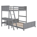 Twin Over Full Bunk Bed With Desk, Gray Gray Solid Wood Mdf