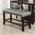 Dining Room Furniture 6Pc Counter Height Dining Set Dining Table W Storage 4X High Chairs 1X Bench Silver Faux Leather Tufted Seats Faux Marble Table Top Silver Seats 6 Espresso Dining Room 60 Inches Bench Seating Classic,Contemporary,Transitional Birch