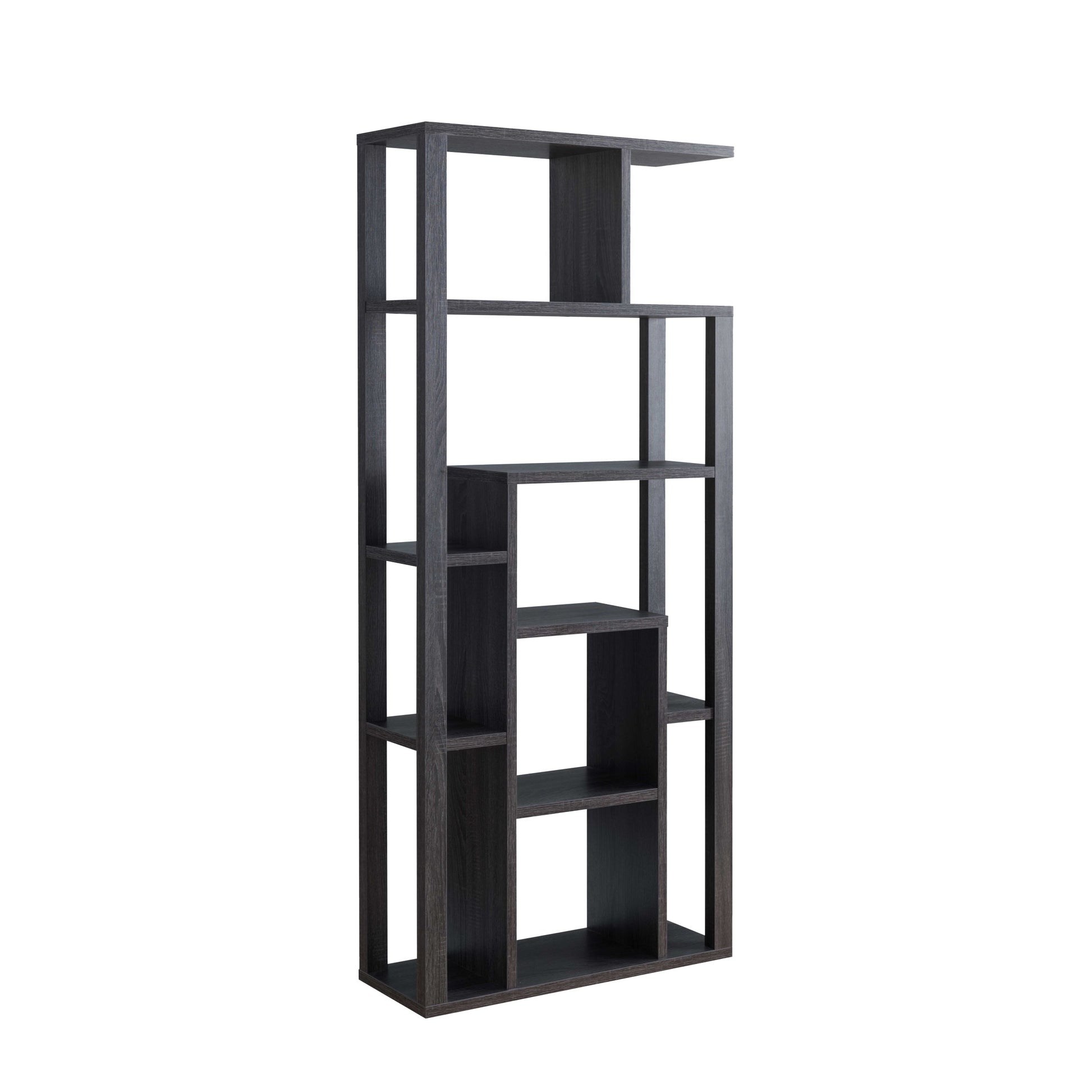 Multi Level Shelve Showcase Cabinet, Home Display Cabinet Distressed Grey Grey Particle Board