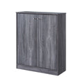 Two Door Shoe Storage Cabinet, Entryway Shoe Organizer With 5 Shelves, Distressed Grey Grey Particle Board