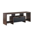 Two Toned 60 Inch Modern Tv Stand With Three Shelves, Large Drawer Walnut Oak & Black Walnut 50 59 Inches Particle Board