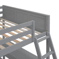 Full Over Full Bunk Bed With Desk, Gray Gray Solid Wood Mdf