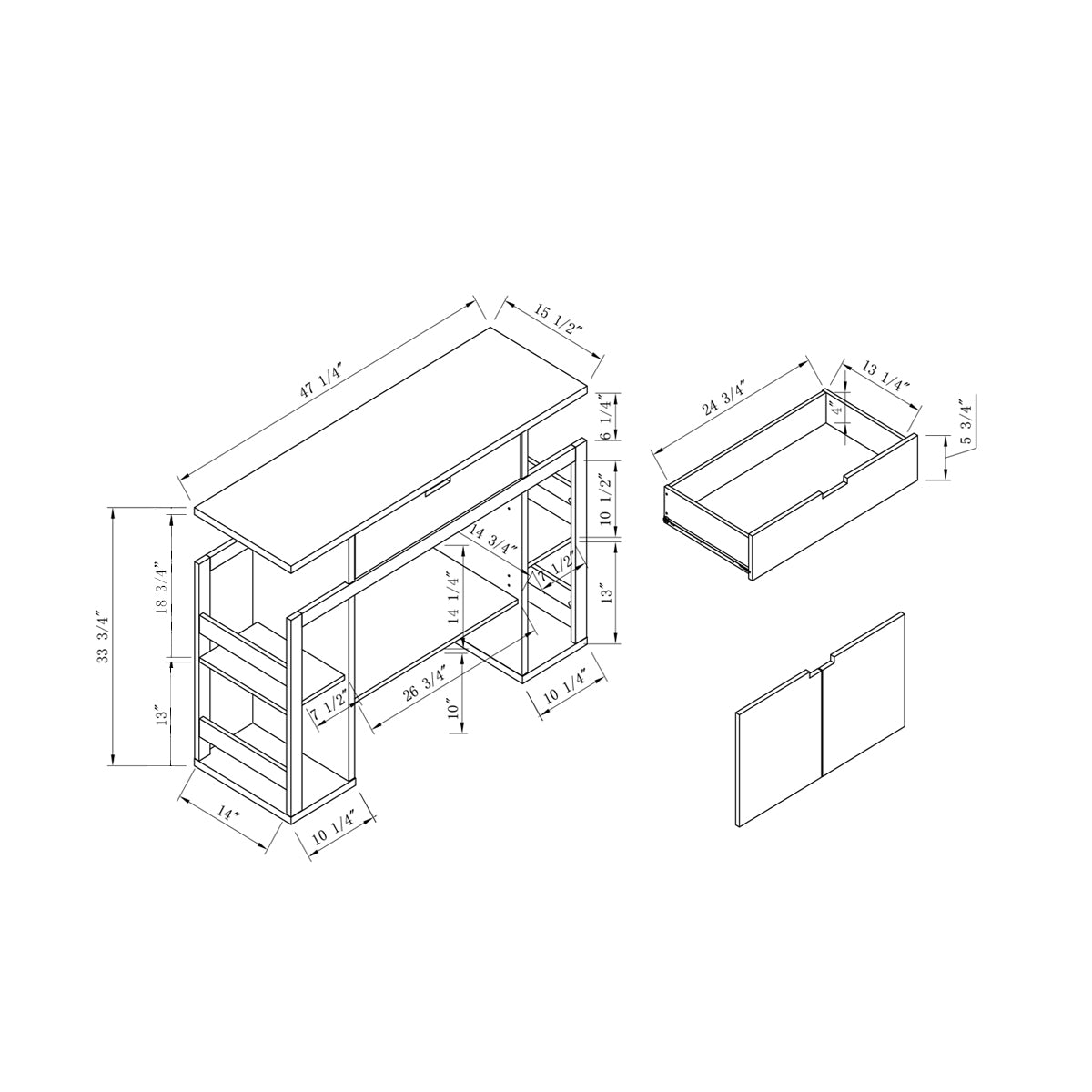 Modernize Kitchen Buffet Organizing Cabinet With 4 Shelves, White & Dark Taupe White Particle Board