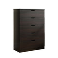 Five Drawer Clothes And Storage Chest Cabinet In Red Cocoa Chocolate Faux Wood Grain And Metal Glides Chocolate Particle Board Mdf
