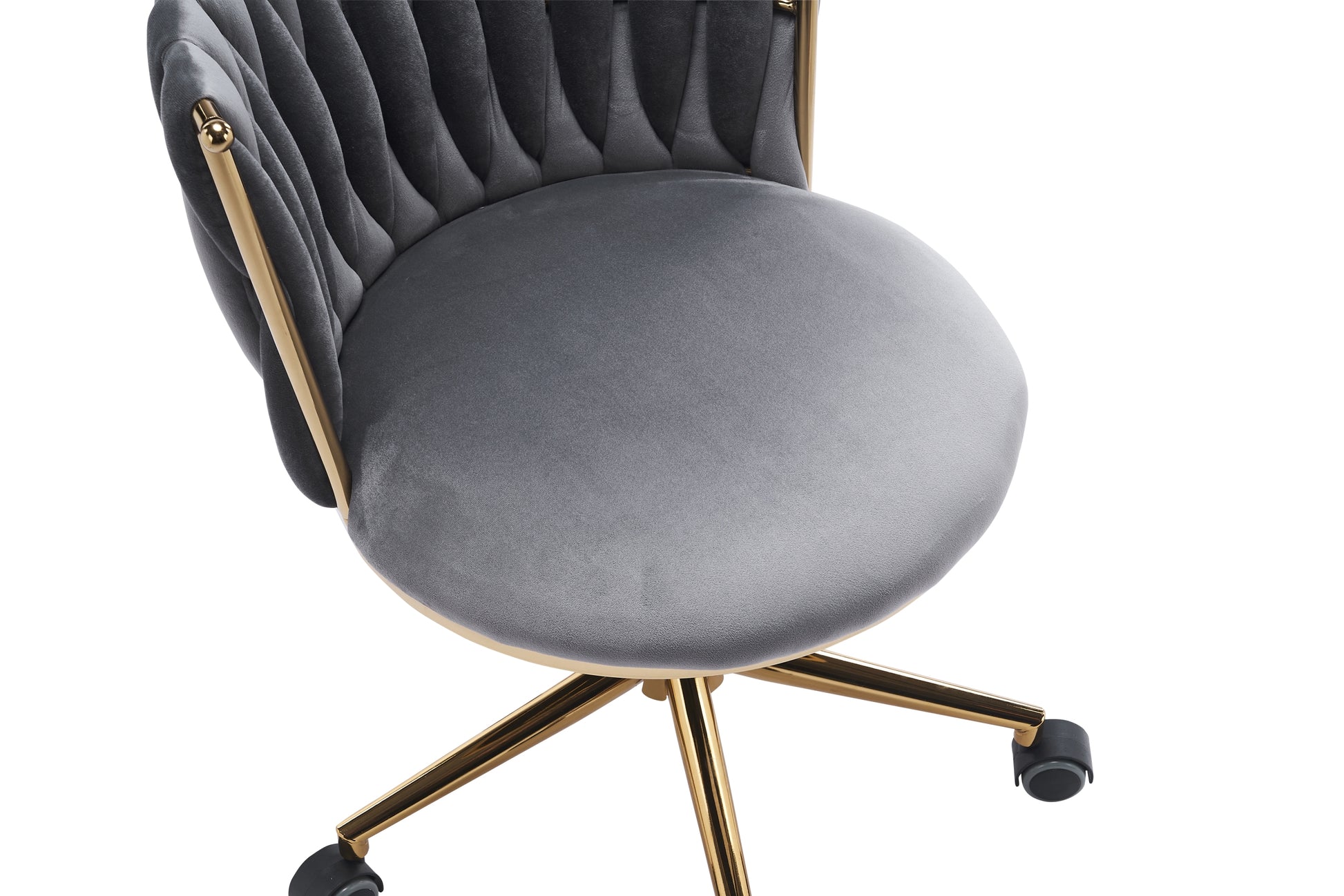 Office Desk Chair, Upholstered Home Office Desk Chairs With Adjustable Swivel Wheels, Ergonomic Office Chair For Living Room, Bedroom, Office, Vanity Study Dark Grey Dark Gray Office Modern Foam Velvet