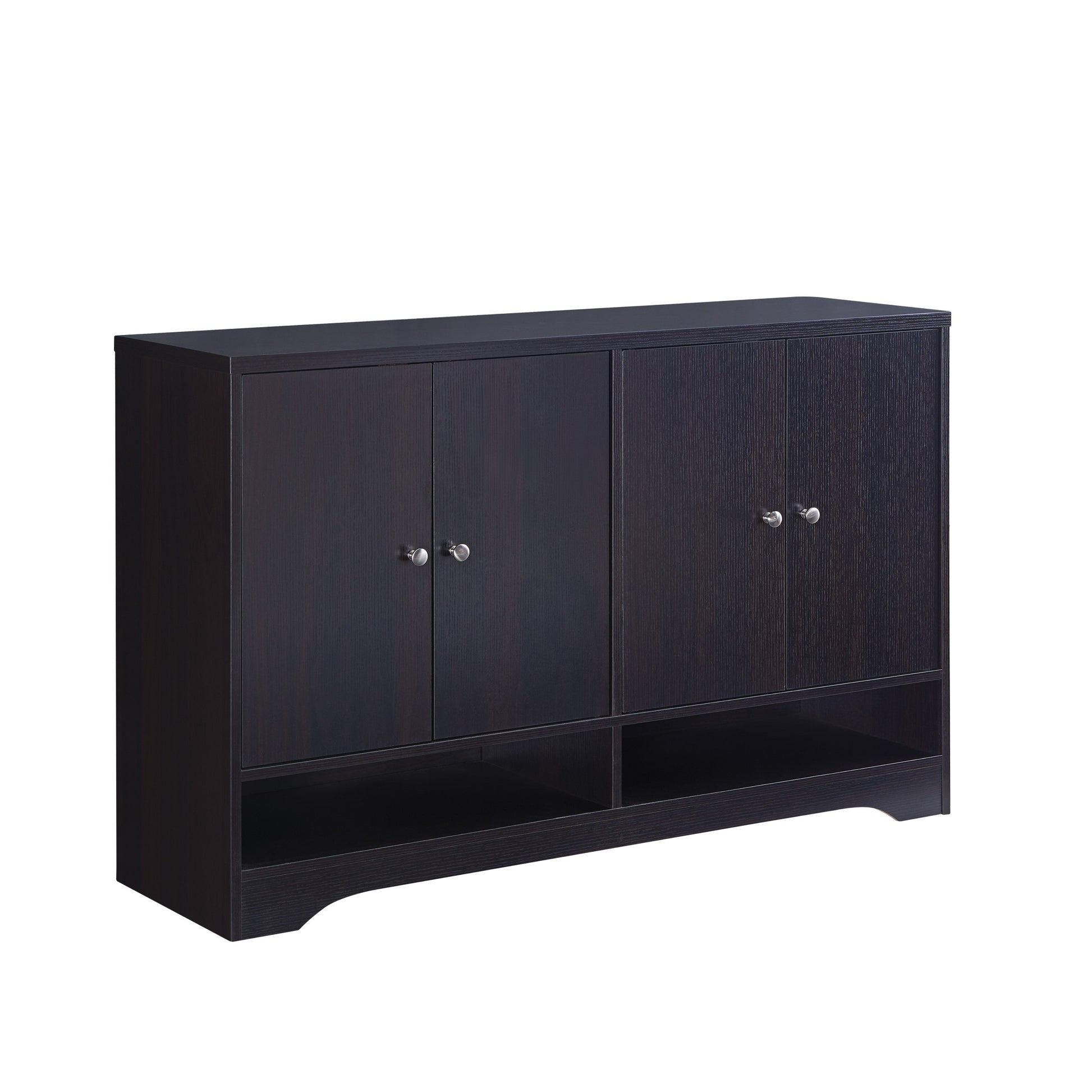 Organizing Shoe Storage Cabinet With Two Sets Of Doors Three Shelves On Each Side Red Cocoa Espresso Particle Board