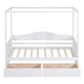 Twin Size Canopy Day Bed With 2 Drawers, White White Solid Wood Mdf