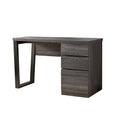 Executive Home Office Desk With Two Storage Drawers And File Cabinet Distressed Grey & Black Grey Particle Board