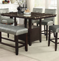 Dining Room Furniture 6Pc Counter Height Dining Set Dining Table W Storage 4X High Chairs 1X Bench Silver Faux Leather Tufted Seats Faux Marble Table Top Silver Seats 6 Espresso Dining Room 60 Inches Bench Seating Classic,Contemporary,Transitional Birch
