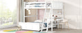 Full Over Full Bunk Bed With Desk, White White Solid Wood Mdf