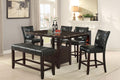 Dining Room Furniture 6Pc Counter Height Dining Set Dining Table W Storage 4X High Chairs 1X Bench Black Faux Leather Tufted Seats Faux Marble Table Top Black Brown Seats 6 Espresso Dining Room 60 Inches Bench Seating Classic,Contemporary,Transitional