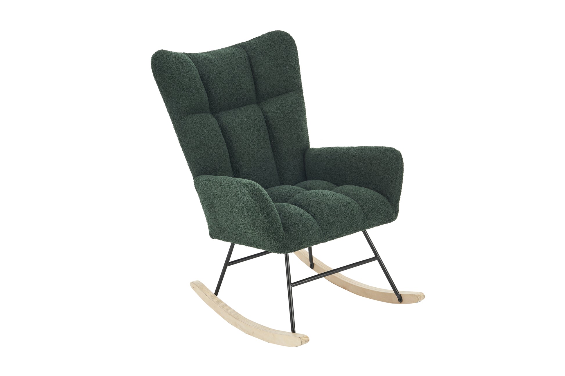 Rocking Chair Nursery, Solid Wood Legs Reading Chair With Teddy Fabric Upholsterednap Armchair For Living Rooms, Bedrooms, Offices, Best Gift,Emerald Teddy Fabric Emerald Primary Living Space Modern Rocking Chairs Polyester