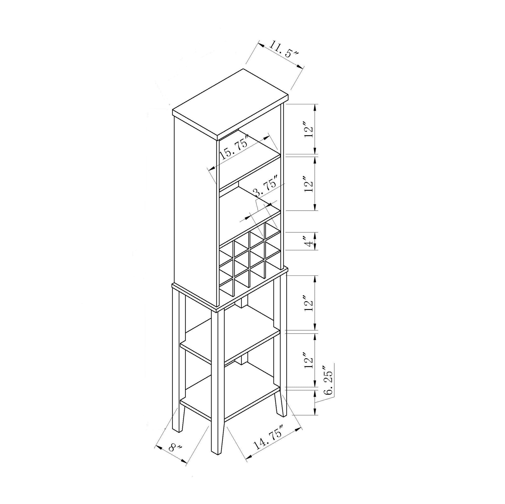 Wine Cellar, Bar Display Cabinet With Wine Glass Holder, Wine Bottle Compartment Fits 12 Bottles Espresso Particle Board