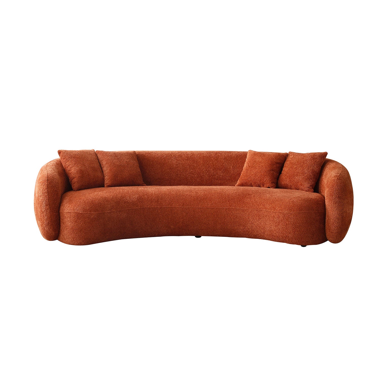 102'' 5 Seater Boucle Sofa Modern Sectional Half Moon Leisure Couch Curved Sofa Teddy Fleece Orange Orange Boucle