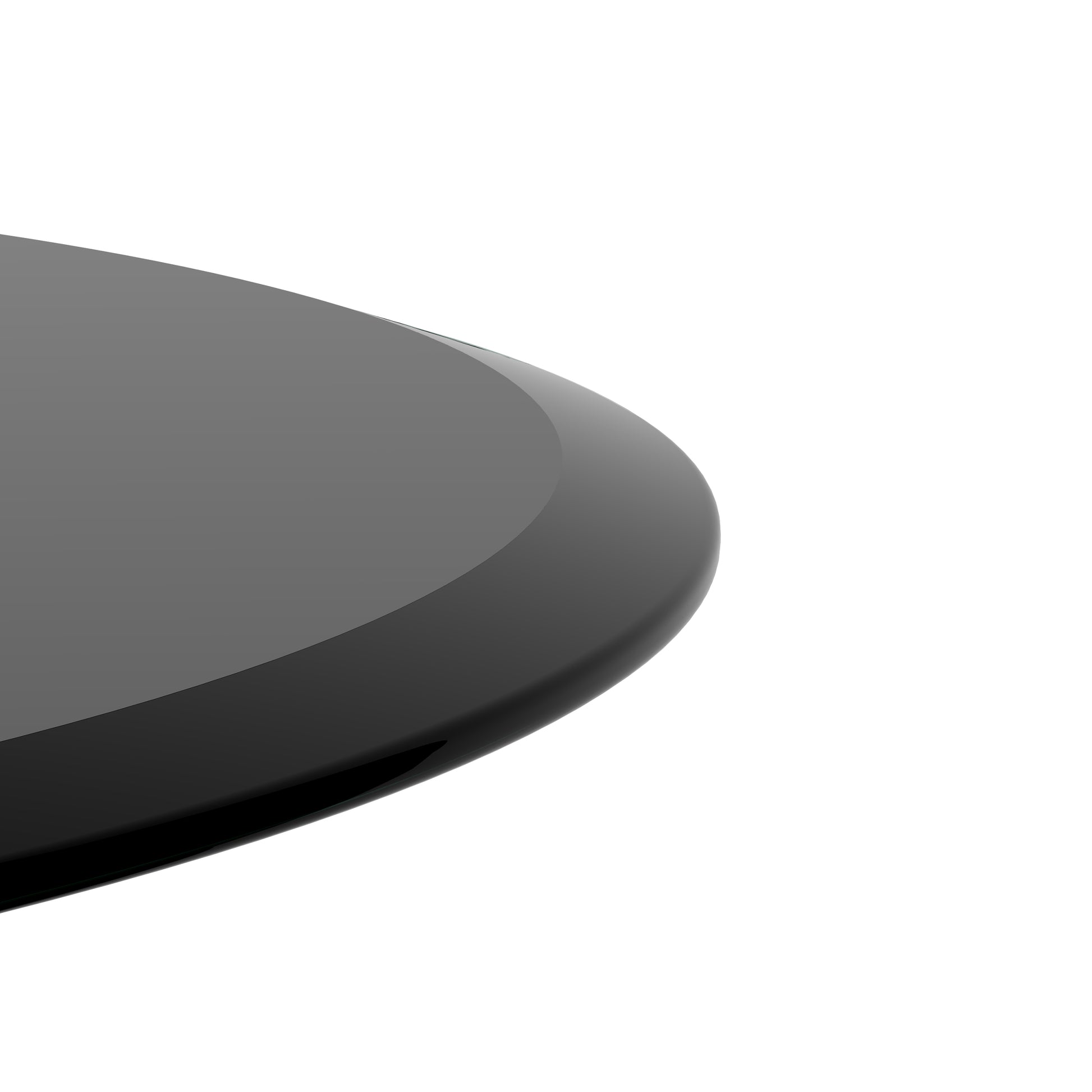 36" Inch Round Tempered Glass Table Top Black Glass 1 2" Inch Thick Beveled Polished Edge Black Tempered Glass