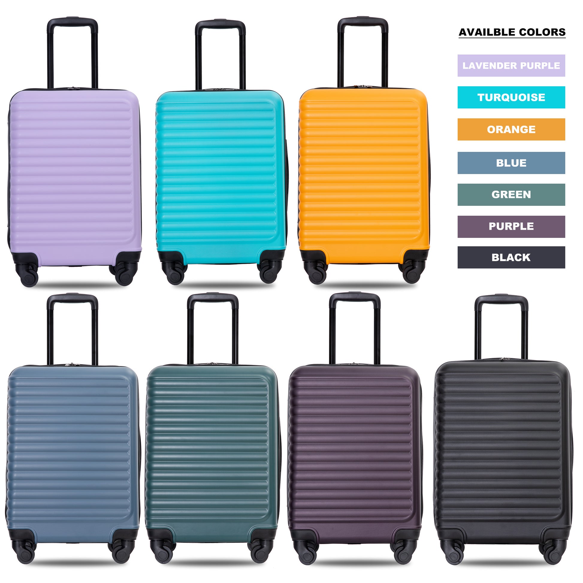 20" Carry On Luggage Lightweight Suitcase, Spinner Wheels, Turquoise Turquoise Abs