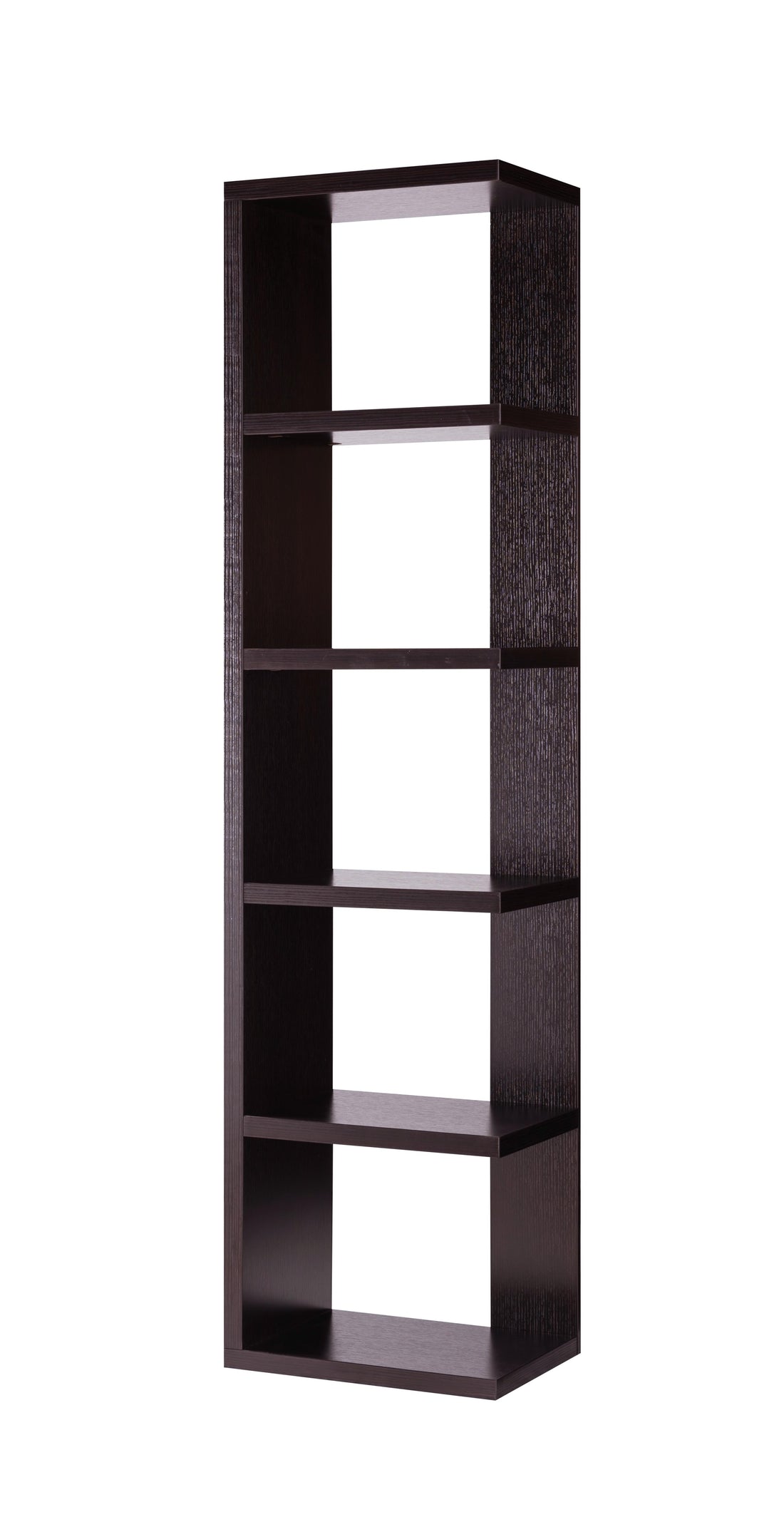 Display Storage Cabinet, Open Back Cabinet With 5 Shelves Red Cocoa Espresso Particle Board