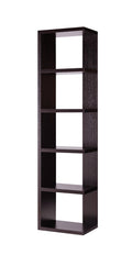 Display Storage Cabinet, Open Back Cabinet With 5 Shelves Red Cocoa Espresso Particle Board