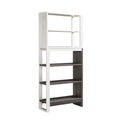 5 Tier Home Display Cabinet, Two Toned Freestanding Bookcase White Oak & Distressed Grey White Oak Particle Board