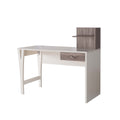 Office Writing Desk With Drawer, Small Bookshelf And Usb Power Outlet In Ivory & Dark Taupe Taupe Particle Board