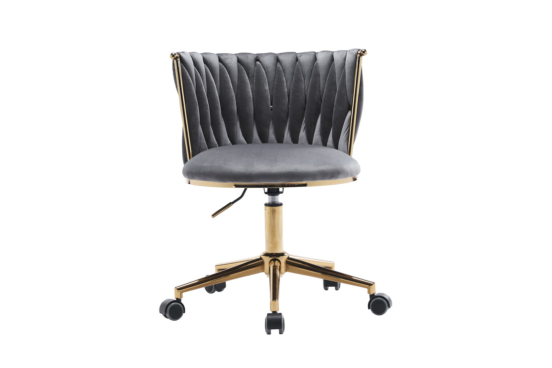 Office Desk Chair, Upholstered Home Office Desk Chairs With Adjustable Swivel Wheels, Ergonomic Office Chair For Living Room, Bedroom, Office, Vanity Study Dark Grey Dark Gray Office Modern Foam Velvet