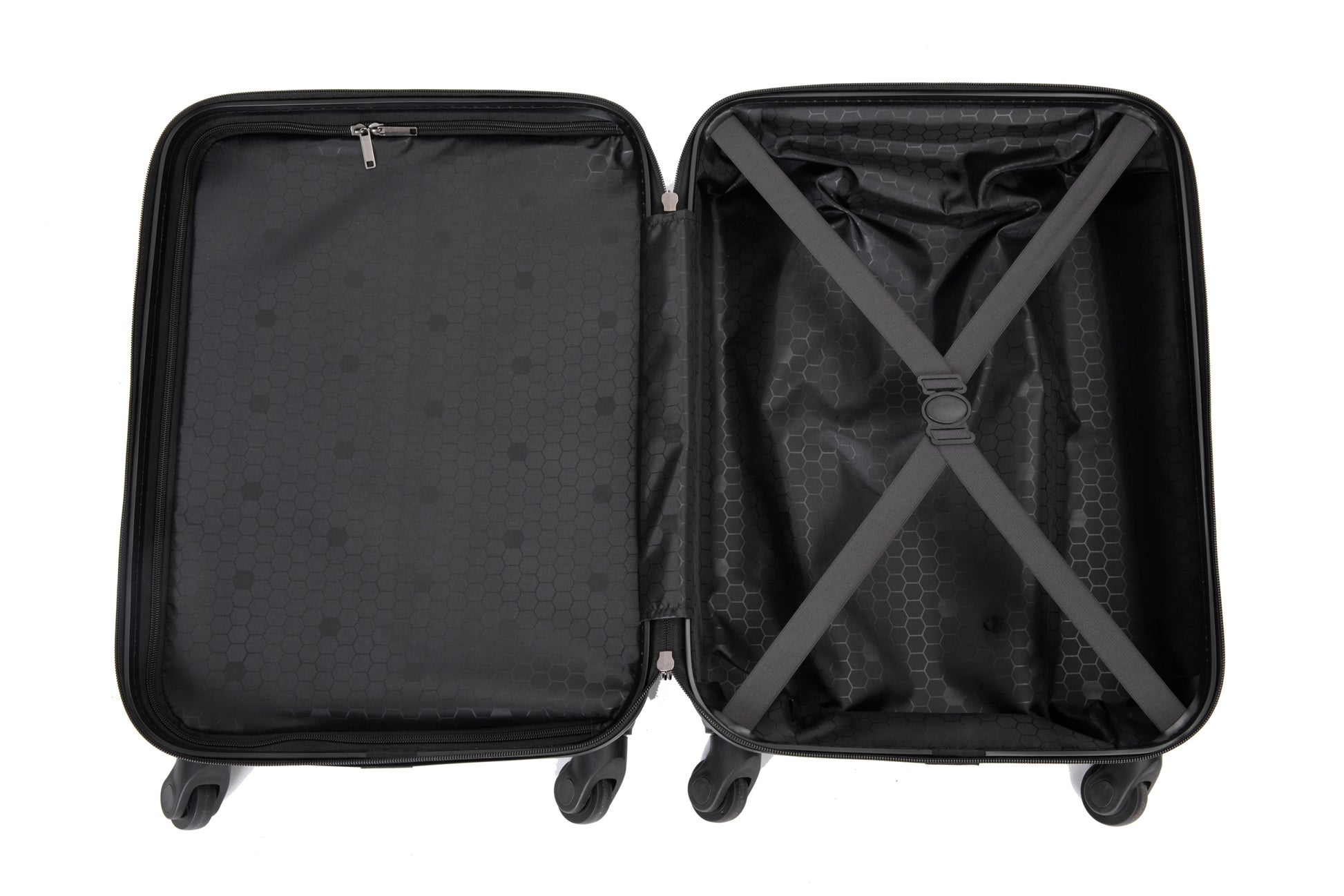 20" Carry On Luggage Lightweight Suitcase, Spinner Wheels, Black Black Abs