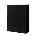 Shoe Storage Cabinet With Two Doors Five Shelves Dark Espresso Particle Board