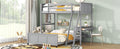 Twin Over Full Bunk Bed With Desk, Gray Gray Solid Wood Mdf