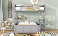 Twin Over Full Bunk Bed With Desk, Gray Gray Solid Wood Mdf