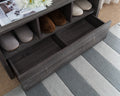 Shoe Entry Bench With Three Shelves, One Drawer With Divided Compartment Distressed Grey Grey Particle Board