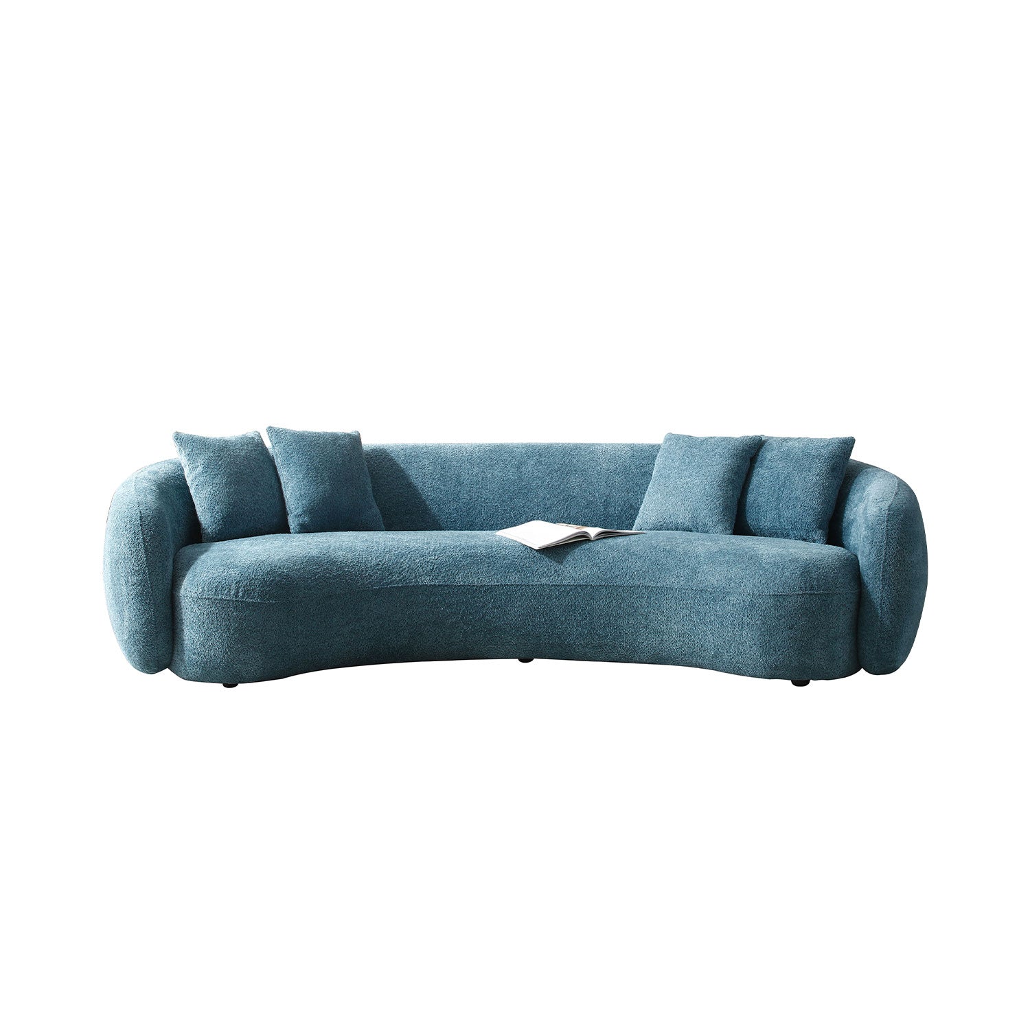 102'' Boucle Sofa Modern Sectional Half Moon Leisure Couch Curved Sofa Teddy Fleece Velet Blue Blue Boucle 5 Seat